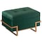 Fabulaxe Velvet Storage Ottoman Stool Box with Abstract Golden Legs - Decorative Sitting Bench, Green Small QI003939.GN - alternate 1